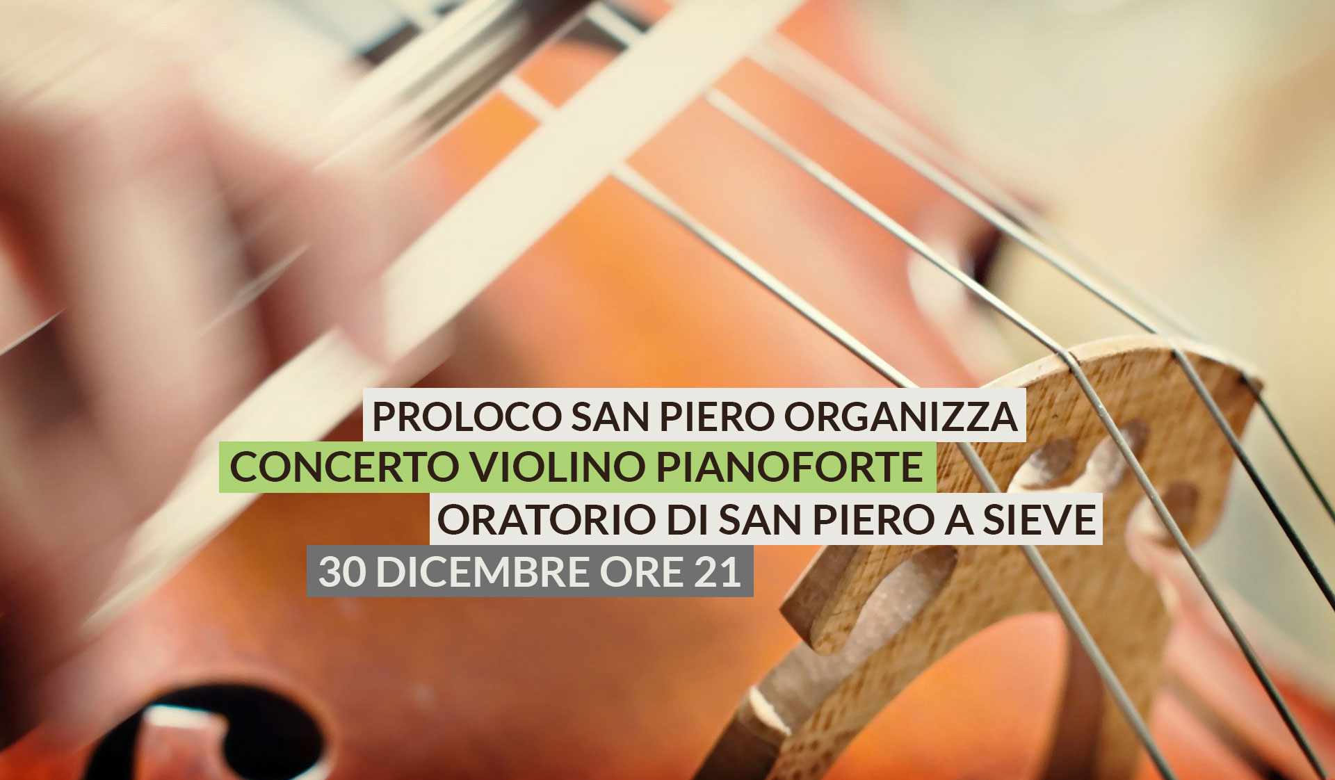 Proloco di San Piero a Sieve organizza concerto duo violino piano Oratorio San Piero 30 Dicembre ore 21