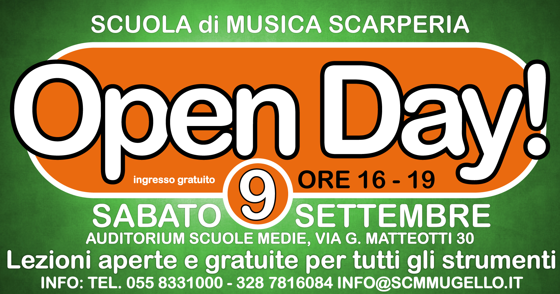 Open Day Scarperia Sabato 9 Settembre 2017 16-19