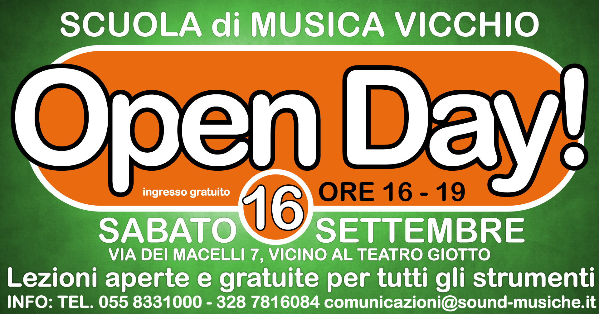 Open Day Vicchio Sabato 16 Settembre 2017 ore 16-19