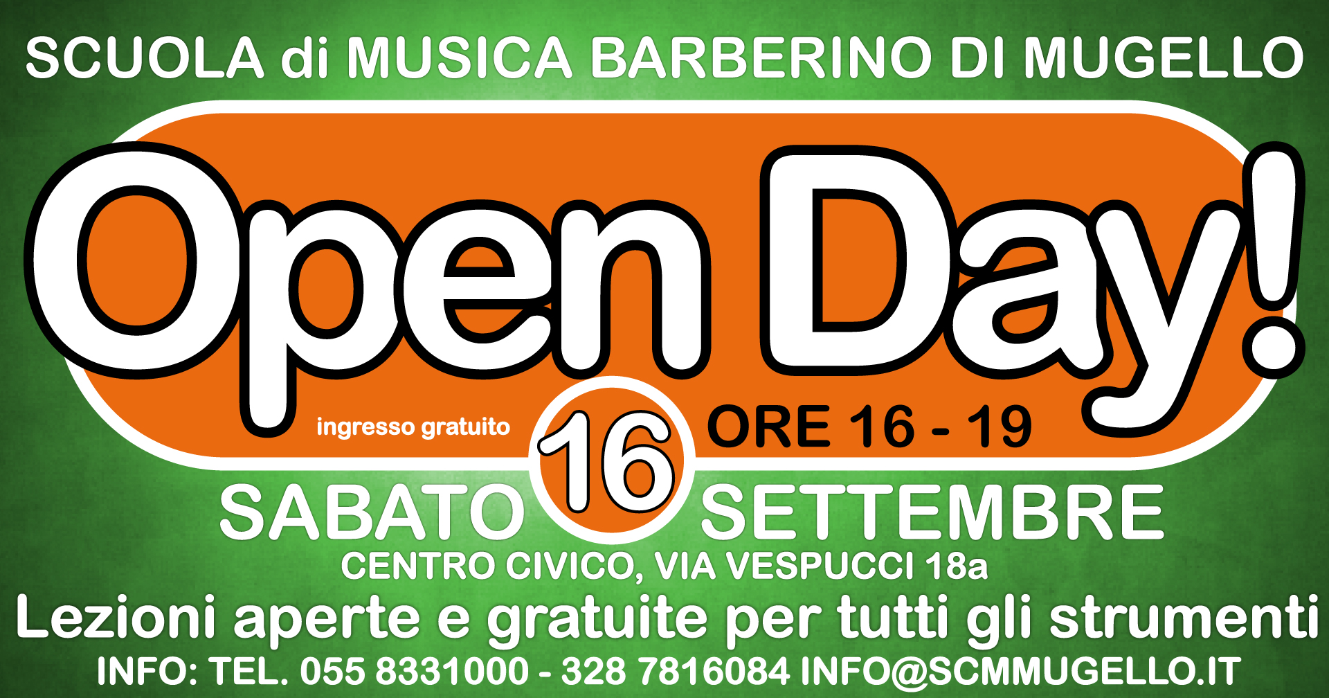 Open Day Barberino di Mugello Sabato 16 Settembre 2017 ore 16-19