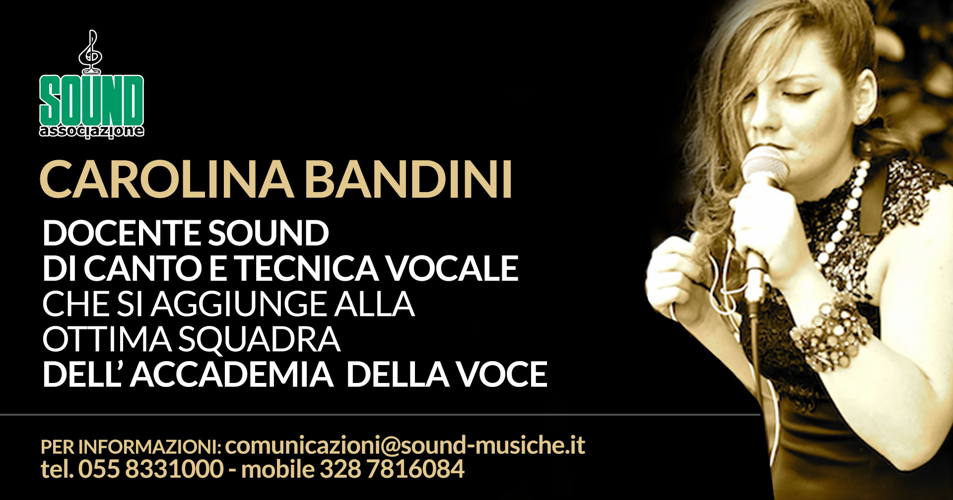 Carolina Bandini nuova docente di canto e tecnica vocale Sound
