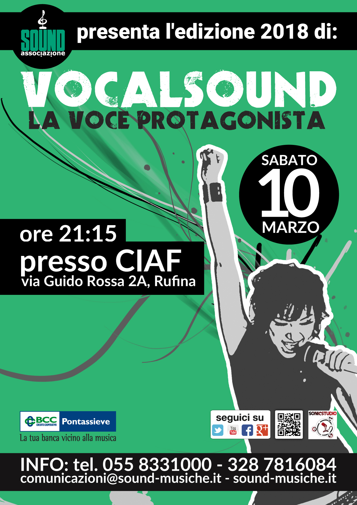 VOCALSOUND La voce protagonista 10 Marzo 2018 ore 21:15 presso CIAF Rufina