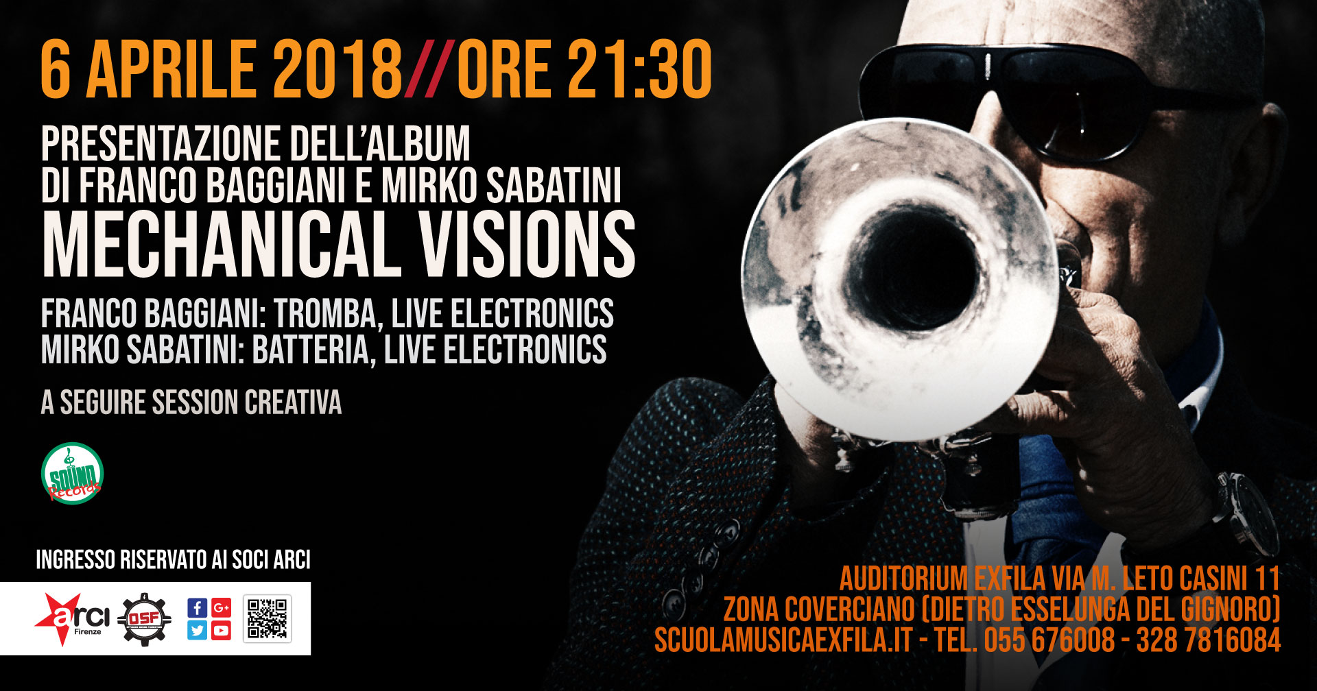 Presentazione dell'album di Franco Baggiani e Mirko Sabatini Mechanical Visions 6 Aprile 2018 Auditorium ExFila ore 21:30