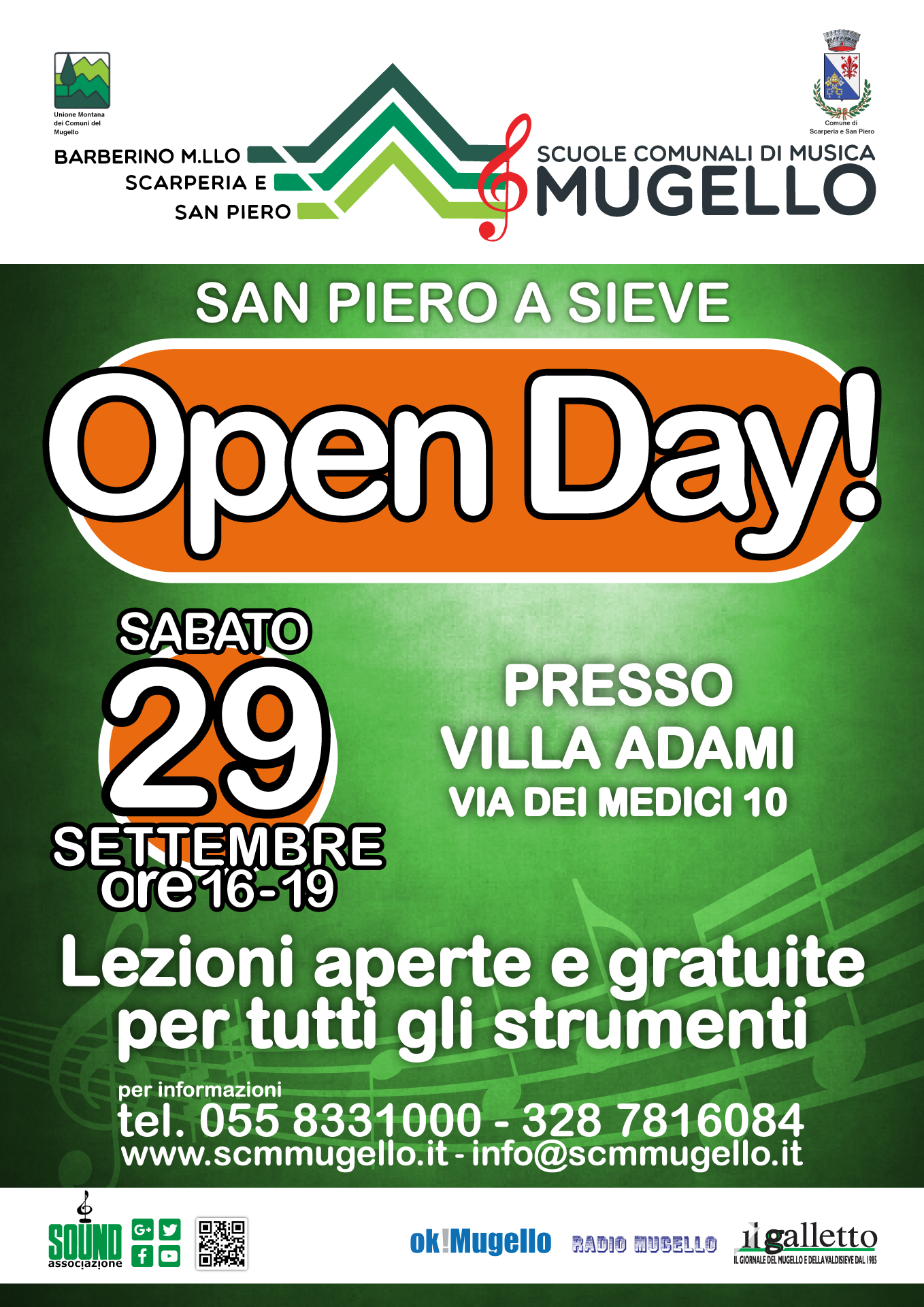 OPEN DAY SCUOLA DI MUSICA! 29 Settembre San Piero a Sieve
