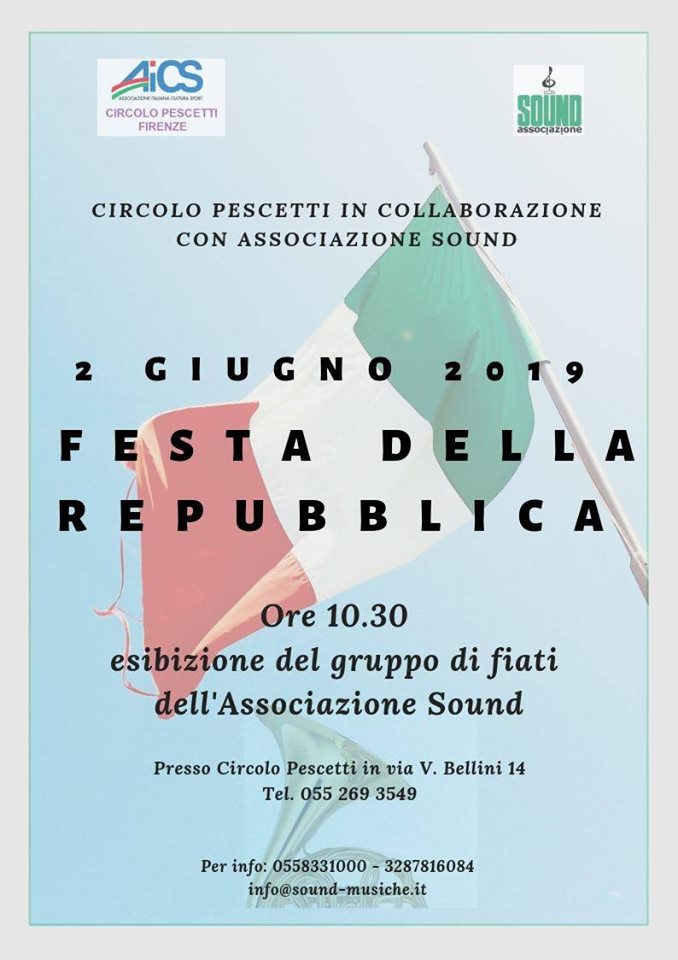2 Giugno Festa Della Repubblica al circolo Pescetti – ore 10:30